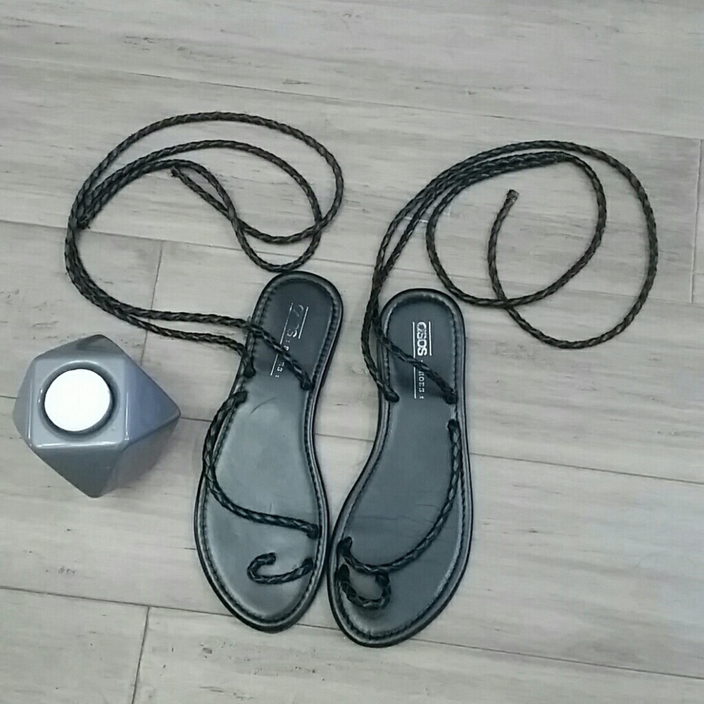 Asos black leather strappy Sandals